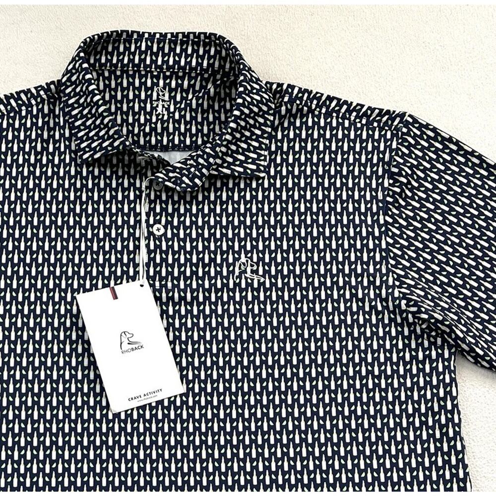 NWT Rhoback Corona Cerveza Admiral Navy Performance Short Sleeve Polo Shirt XL